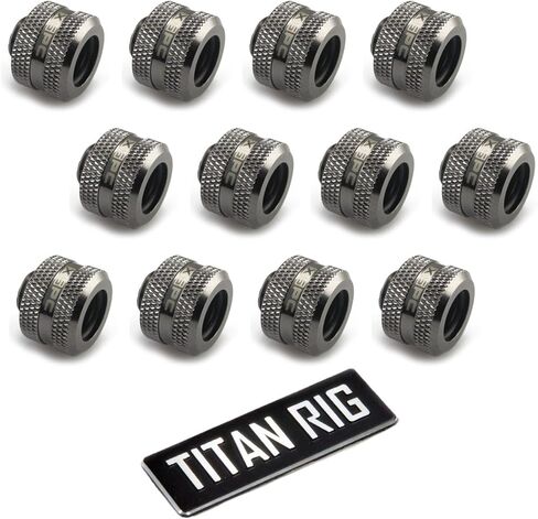 XSPC G1/4" إلى 10 مم معرف، 14 مم OD تركيب أنابيب صلبة، كروم أسود، 12 حزمة in Saudi Arabia