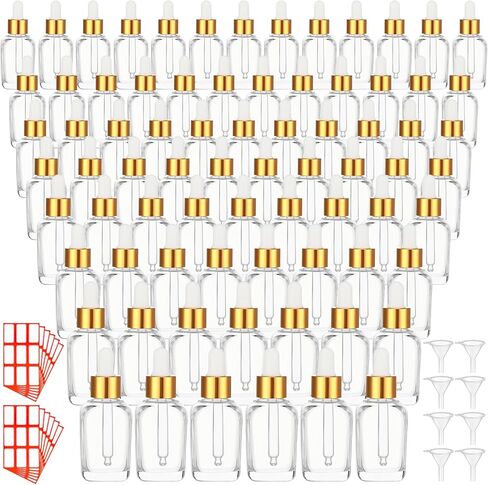 100 Pcs 1 oz Square Dropper Bottle Clear Glass Tincture Bottles with Dropper Glass Dropper Bottle for Essential Oils, Liquids, DIY in Saudi Arabia