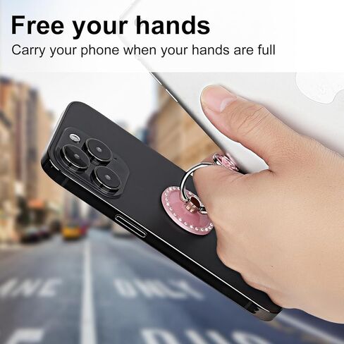 Phone Ring Stand Holder with Crystals, Bling 360° Rotation Phone Ring Grip Finger Kickstand, Compatible with Most of Phones Tablet and Case (Pink) in Kuwait