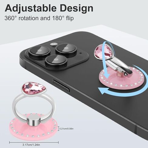 Phone Ring Stand Holder with Crystals, Bling 360° Rotation Phone Ring Grip Finger Kickstand, Compatible with Most of Phones Tablet and Case (Pink) in Kuwait