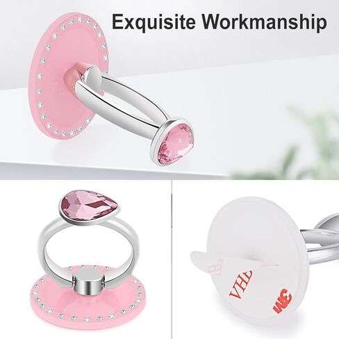 Phone Ring Stand Holder with Crystals, Bling 360° Rotation Phone Ring Grip Finger Kickstand, Compatible with Most of Phones Tablet and Case (Pink) in Kuwait