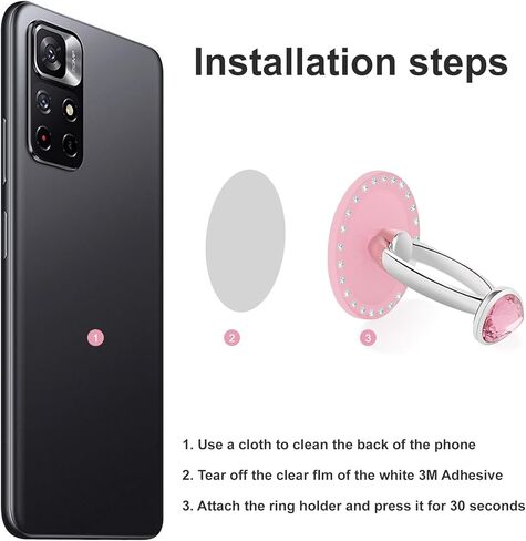 Phone Ring Stand Holder with Crystals, Bling 360° Rotation Phone Ring Grip Finger Kickstand, Compatible with Most of Phones Tablet and Case (Pink) in Kuwait