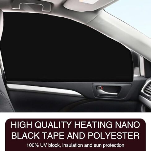 4 PCS Car Side Window Sunshade, Sun Protection Elastic Cooling Heat Insulation Front Rear Window Sunshade Net, Multi-Functional Decorative Accessories, Suitable for Most Car Models (Black) in Saudi Arabia