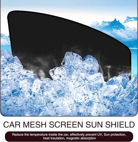 4 PCS Car Side Window Sunshade, Sun Protection Elastic Cooling Heat Insulation Front Rear Window Sunshade Net, Multi-Functional Decorative Accessories, Suitable for Most Car Models (Black) in Saudi Arabia