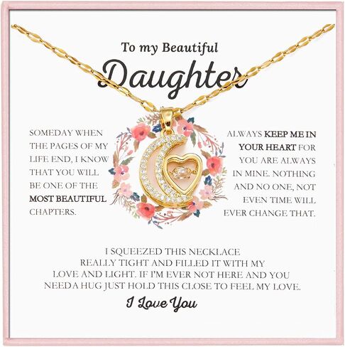 RINHOO FRIENDSHIP To My Daughter Necklace from Mom Dad Moon Star Heart Titanium Steel Birthday Christmas Valentines Day Gifts Jewelry for Daughter in Saudi Arabia