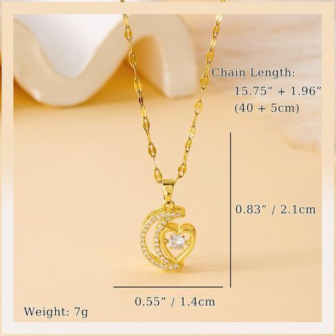 RINHOO FRIENDSHIP To My Daughter Necklace from Mom Dad Moon Star Heart Titanium Steel Birthday Christmas Valentines Day Gifts Jewelry for Daughter in Saudi Arabia