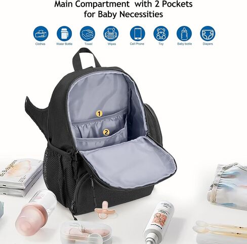 حقيبة تنظيم لعربة الأطفال متوافقة مع حقيبة ظهر لحفاضات الأطفال ومقعد السيارة للأطفال من دونا، جناحين على الجانبين وحزام كتف قابل للفصل، أسود in Kuwait