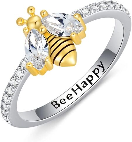 خاتم النحل من الفضة الإسترليني مع خاتم وعد كريستال هدية للنساء والفتيات المراهقات in Kuwait