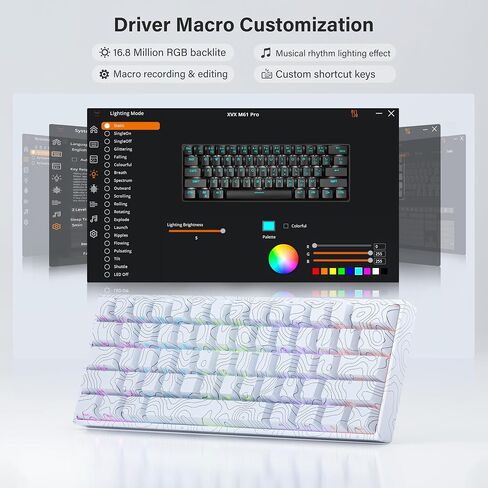 60% Percent Keyboard, Topographic Theme Keyboard, XVX M61 Pro Bluetooth/2.4GHz/USB-C Wireless Mechanical Gaming Keyboard, Hot Swappable Keyboard, Pre-lubed Switch Custom Keyboard RGB for Mac/Win in Saudi Arabia