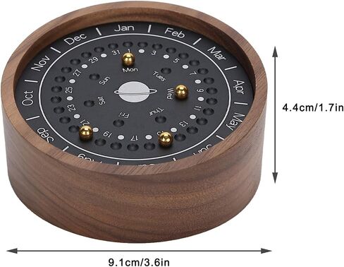 Wooden Planetary Calendar, Creative Planetary Perpetual Calendar Business Table Desk Calendar for Office Home Decoration Ornaments(Black) in Saudi Arabia