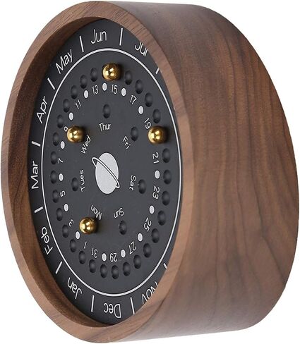 Wooden Planetary Calendar, Creative Planetary Perpetual Calendar Business Table Desk Calendar for Office Home Decoration Ornaments(Black) in Saudi Arabia
