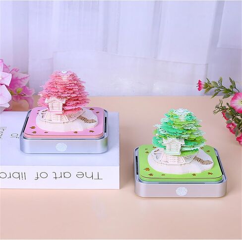 Time Piece Calendar,Desk Calendar With Lights, 2024 DIY Calendar 3D Memo Pad Paper Art Sakura Tree,School Year Calendar for Teacher,Monthly Calendar Gift Desktop Decoration (Pink) in Saudi Arabia