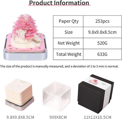 Time Piece Calendar,Desk Calendar With Lights, 2024 DIY Calendar 3D Memo Pad Paper Art Sakura Tree,School Year Calendar for Teacher,Monthly Calendar Gift Desktop Decoration (Pink) in Saudi Arabia