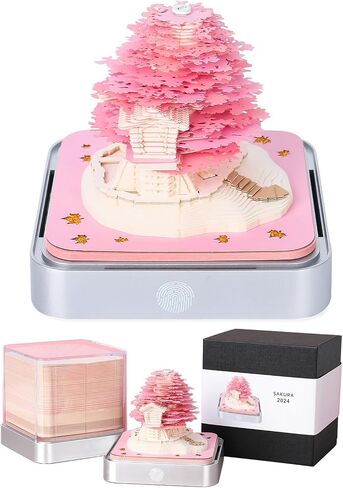 Time Piece Calendar,Desk Calendar With Lights, 2024 DIY Calendar 3D Memo Pad Paper Art Sakura Tree,School Year Calendar for Teacher,Monthly Calendar Gift Desktop Decoration (Pink) in Saudi Arabia