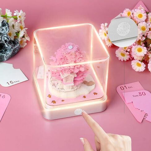 Time Piece Calendar,Desk Calendar With Lights, 2024 DIY Calendar 3D Memo Pad Paper Art Sakura Tree,School Year Calendar for Teacher,Monthly Calendar Gift Desktop Decoration (Pink) in Saudi Arabia