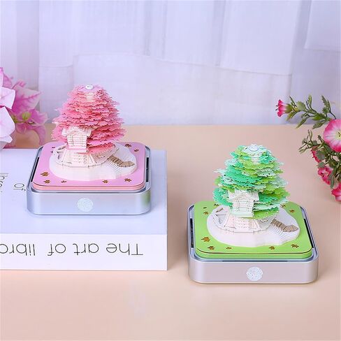 Time Piece Calendar,Desk Calendar With Lights, 2024 DIY Calendar 3D Memo Pad Paper Art Sakura Tree,School Year Calendar for Teacher,Monthly Calendar Gift Desktop Decoration (Pink) in Saudi Arabia
