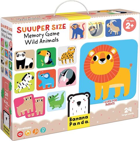 Banana Panda Suuuper Size Memory Game - Wild Animals - Classic Toddler Game includes 24 Extra-Large Cards - Play Matching Games, Use as Flashcards, for little kids ages 2-4 years in Saudi Arabia