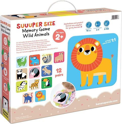 Banana Panda Suuuper Size Memory Game - Wild Animals - Classic Toddler Game includes 24 Extra-Large Cards - Play Matching Games, Use as Flashcards, for little kids ages 2-4 years in Saudi Arabia