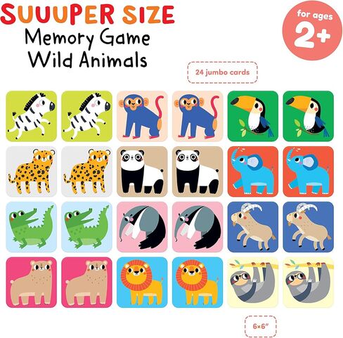 Banana Panda Suuuper Size Memory Game - Wild Animals - Classic Toddler Game includes 24 Extra-Large Cards - Play Matching Games, Use as Flashcards, for little kids ages 2-4 years in Saudi Arabia