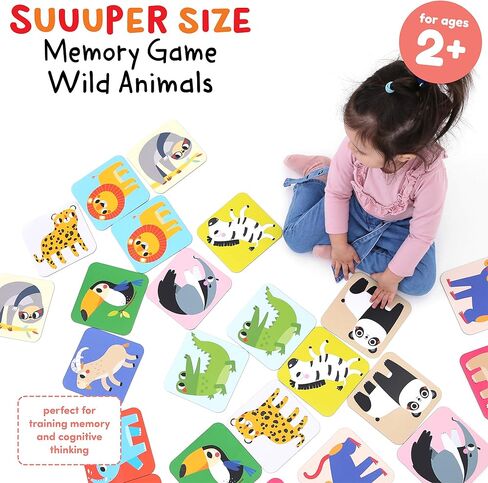 Banana Panda Suuuper Size Memory Game - Wild Animals - Classic Toddler Game includes 24 Extra-Large Cards - Play Matching Games, Use as Flashcards, for little kids ages 2-4 years in Saudi Arabia