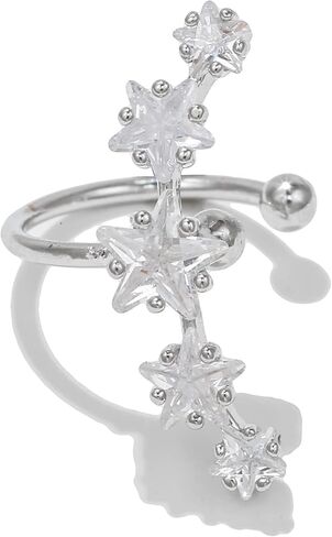 Crystal Stars Climber Ear Cuff Earring for Women Girls Cartilage Cubic Zirconia Lucky Star Non Piercing Clip On Wrap Cuffs Crawler Earrings Huggie Hoops Dainty Jewelry Gifts Birthday in Saudi Arabia