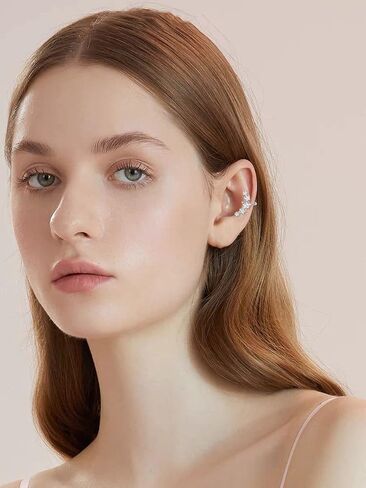 Crystal Stars Climber Ear Cuff Earring for Women Girls Cartilage Cubic Zirconia Lucky Star Non Piercing Clip On Wrap Cuffs Crawler Earrings Huggie Hoops Dainty Jewelry Gifts Birthday in Saudi Arabia