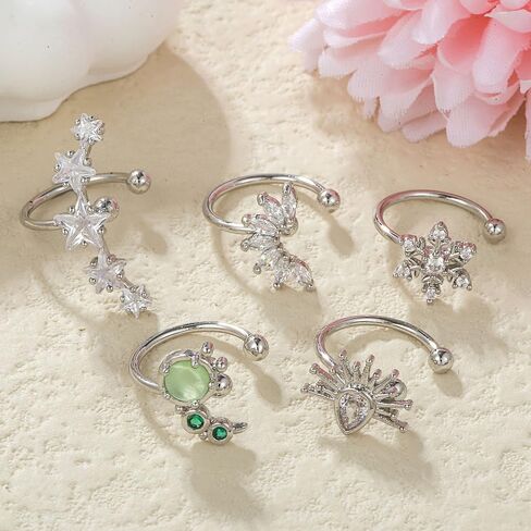 Crystal Stars Climber Ear Cuff Earring for Women Girls Cartilage Cubic Zirconia Lucky Star Non Piercing Clip On Wrap Cuffs Crawler Earrings Huggie Hoops Dainty Jewelry Gifts Birthday in Saudi Arabia