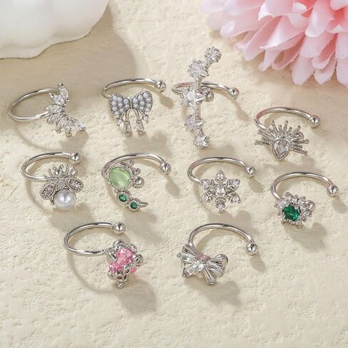 Crystal Stars Climber Ear Cuff Earring for Women Girls Cartilage Cubic Zirconia Lucky Star Non Piercing Clip On Wrap Cuffs Crawler Earrings Huggie Hoops Dainty Jewelry Gifts Birthday in Saudi Arabia