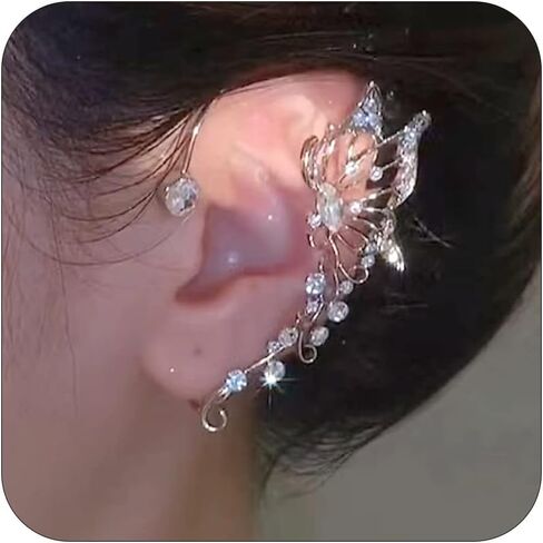 Ear Cuff Earrings for Women No Piercing Earrings for Women Trendy Earrings for Women 2024 Rhinestone Cuff Earrings Fake Earrings for Girls in Saudi Arabia