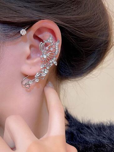 Ear Cuff Earrings for Women No Piercing Earrings for Women Trendy Earrings for Women 2024 Rhinestone Cuff Earrings Fake Earrings for Girls in Saudi Arabia