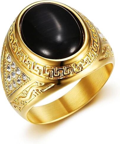 ICED OUT Black Oval Stone Ring for Men Stainless steel ring CZ diamond Ring for Men Iced Out Jewelry for Men rings for Christian Heavy Metal ring Party in Saudi Arabia