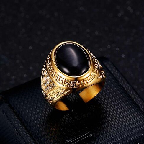 ICED OUT Black Oval Stone Ring for Men Stainless steel ring CZ diamond Ring for Men Iced Out Jewelry for Men rings for Christian Heavy Metal ring Party in Saudi Arabia