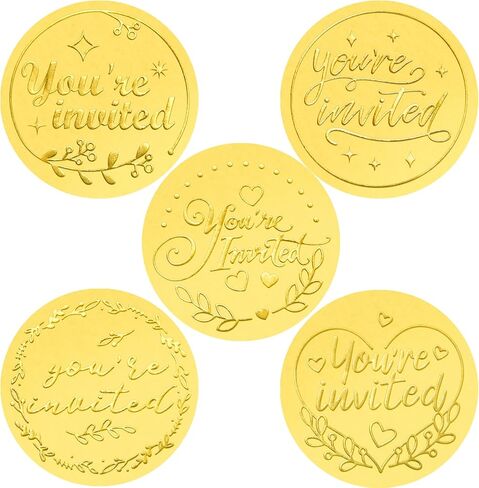 500Pcs Gold Embossed You're Invited Foil Seals for Wedding Invitation Stickers Wax Envelope Seals for Graduation Present Decoration in Saudi Arabia