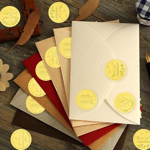 500Pcs Gold Embossed You're Invited Foil Seals for Wedding Invitation Stickers Wax Envelope Seals for Graduation Present Decoration in Saudi Arabia