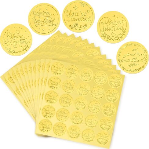 500Pcs Gold Embossed You're Invited Foil Seals for Wedding Invitation Stickers Wax Envelope Seals for Graduation Present Decoration in Saudi Arabia