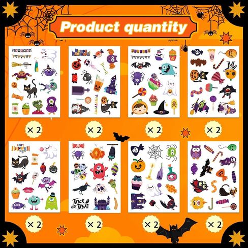 Halloween Stickers, (16 Sheets) Cute Ghost Bat Spider Vampire Stickers for Kids, Halloween Party Supplies for Cards/Scrapbooking/Envelopes/Gift/Home and Classroom Decor Stickers (Halloween) in Saudi Arabia