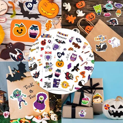 Halloween Stickers, (16 Sheets) Cute Ghost Bat Spider Vampire Stickers for Kids, Halloween Party Supplies for Cards/Scrapbooking/Envelopes/Gift/Home and Classroom Decor Stickers (Halloween) in Saudi Arabia