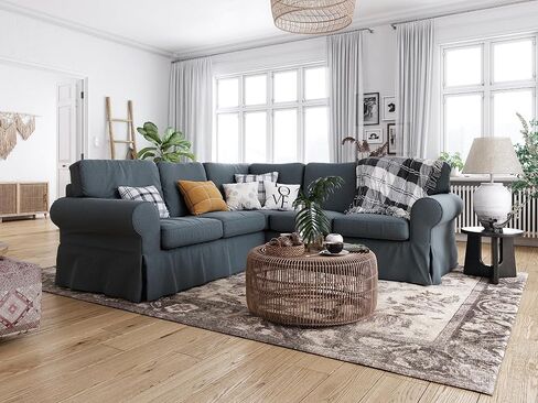 استبدال غطاء Ektorp 2 2 لغطاء أريكة IKEA Ektorp المقسم، غطاء Ektorp 2x2 المقسم، غطاء أريكة Ektorp فقط! (المحيط المظلم) in Kuwait
