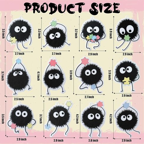 12Pcs Soot Sprites Car Air Fresheners, Cartoon Cute Car Hanging Incense Chips Decoration Trendy 6 Scents Aromatic Accessories Car Rearview Mirror Pendant Automotive Interior Decor in Kuwait