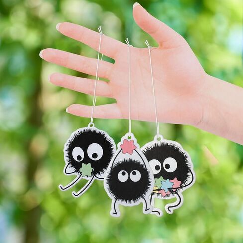 12Pcs Soot Sprites Car Air Fresheners, Cartoon Cute Car Hanging Incense Chips Decoration Trendy 6 Scents Aromatic Accessories Car Rearview Mirror Pendant Automotive Interior Decor in Kuwait