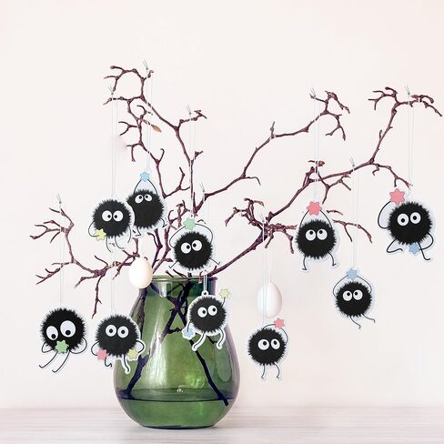 12Pcs Soot Sprites Car Air Fresheners, Cartoon Cute Car Hanging Incense Chips Decoration Trendy 6 Scents Aromatic Accessories Car Rearview Mirror Pendant Automotive Interior Decor in Kuwait