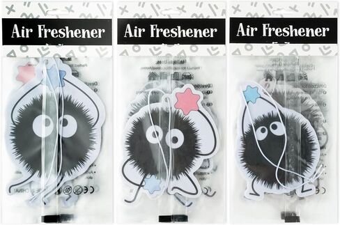 12Pcs Soot Sprites Car Air Fresheners, Cartoon Cute Car Hanging Incense Chips Decoration Trendy 6 Scents Aromatic Accessories Car Rearview Mirror Pendant Automotive Interior Decor in Kuwait