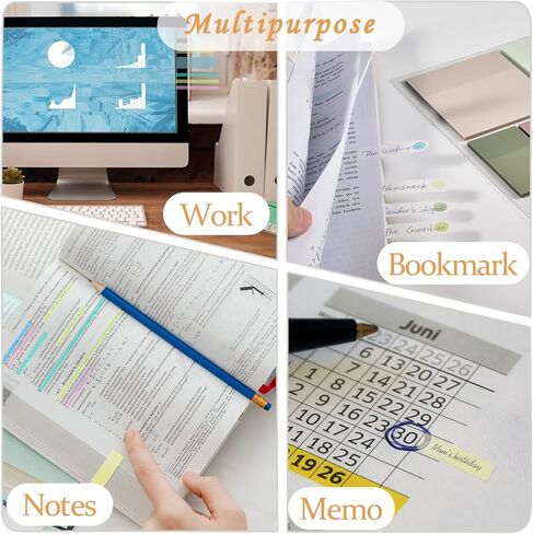 BAYTORY 1060 ورقة علامات تبويب فهرس لاصقة شفافة، ملاحظات لاصقة واضحة علامات تبويب علامات كتاب صفحة طويلة، أعلام شريطية لعلامات تبويب التعليقات التوضيحية للكتاب وملحقات مخطط اللوازم المدرسية الجمالية in Kuwait