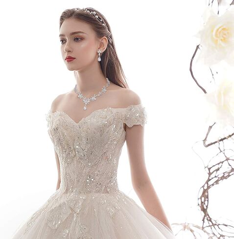 مجموعة مجوهرات الزفاف من Florideco للنساء من حجر الراين وقلادة وسوار ومجموعة من المجوهرات الكريستالية لوصيفة العروس in Kuwait