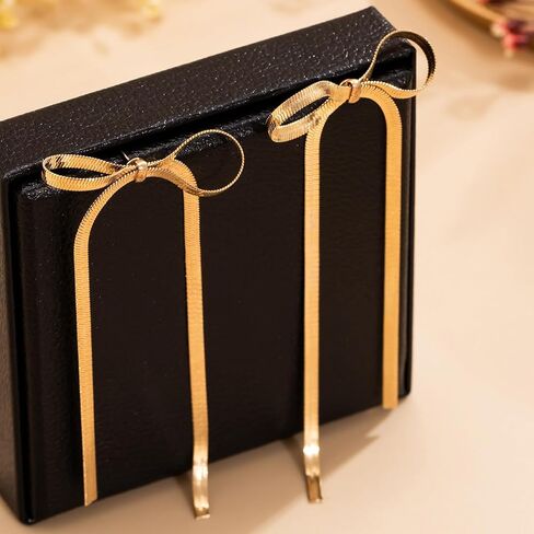 Bow Necklace Bow Dangle Earrings Bracelet Jewelry Set for Women,4PCS Cute Bowknot Choker Necklace Tassel Earrings Bow Bracelet Set Gifts Gold Silver in Saudi Arabia