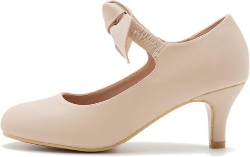 المرأة Bowknot ماري جين كعب منخفض هريرة مضخات مغلق اصبع القدم مطاطا فستان بحزام مكتب العمل الزفاف أحذية الحفلات in Kuwait