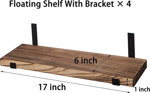 24 Inch Rustic Wood Floating Shelves for Wall Farmhouse Wooden Wall Shelves for Bathroom Kitchen Bedroom Living Room Set of 4 Dark Brown in Saudi Arabia