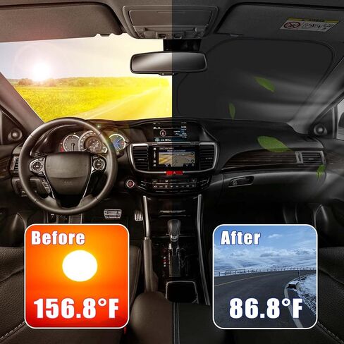 Windshield Sun Shade - Custom for Toyo-ta Tacoma 2016 2017 2018 2019 2020 2021 2022 2023 [4 Layers Nano Coating] with Storage Pouch Durable Material Foldable Car Sun Visor for UV Rays in Kuwait