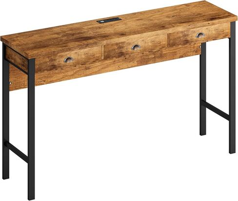 منافذ طاقة طويلة لتناول الطعام بثلاثة أدراج، طقم طاولة مطبخ بار مع مقاعد دائرية من البولي يوريثان، سهلة التجميع، بني in Kuwait