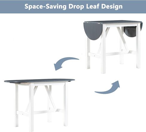 طقم طاولات خشبية مكون من 3 قطع مع كرسيين منجدين لتناول الطعام في الأماكن الصغيرة، أبيض + رمادي in Kuwait